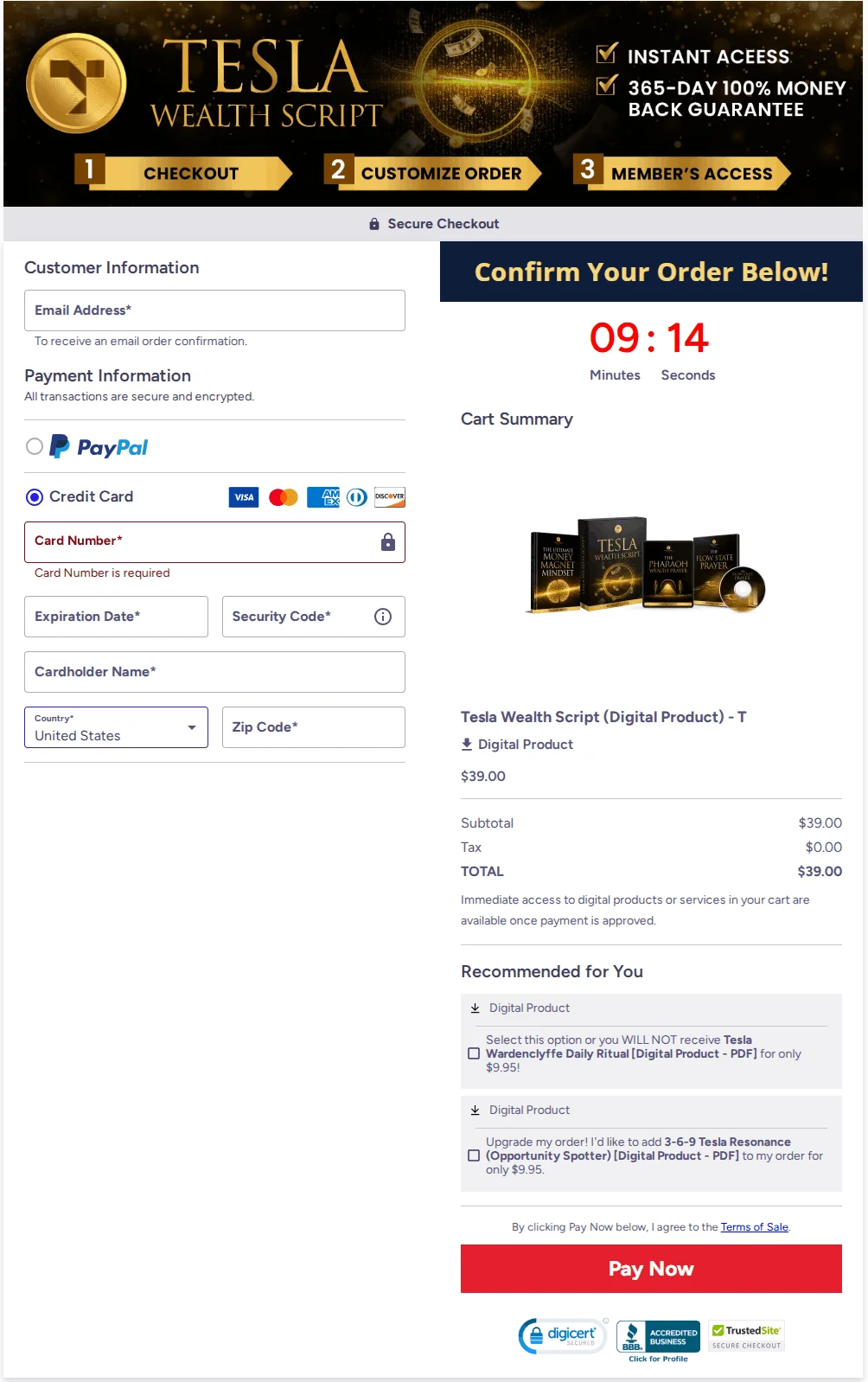 Tesla Wealth Script order form